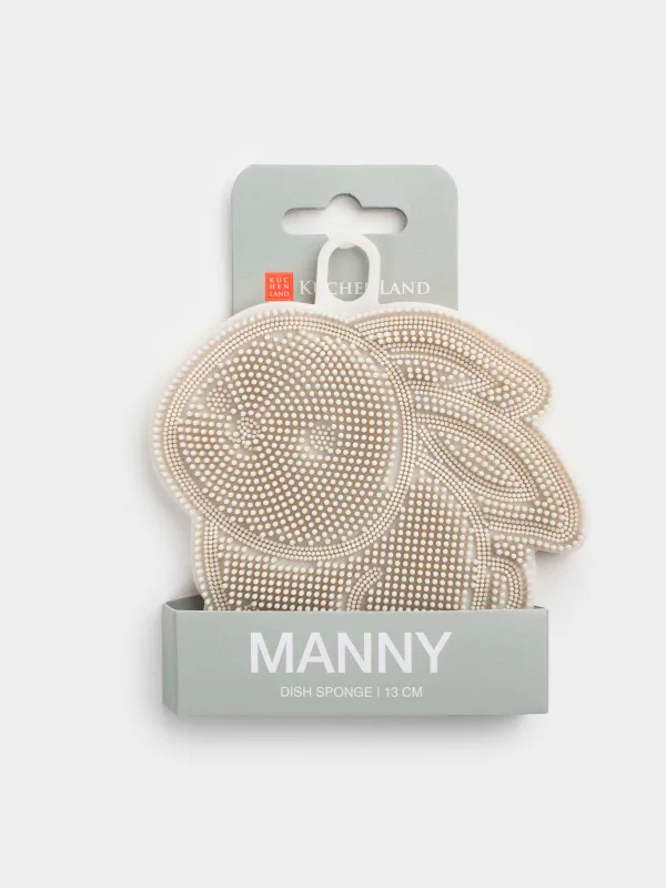 Губка для мытья посуды, 13х10 см, силикон, серая, Кролик, Manny, image-4