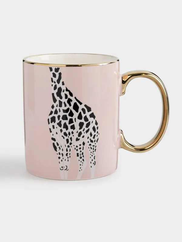 Кружка, 350 мл, фарфор N, розово-золотистая, Жираф, Giraffe, image-0