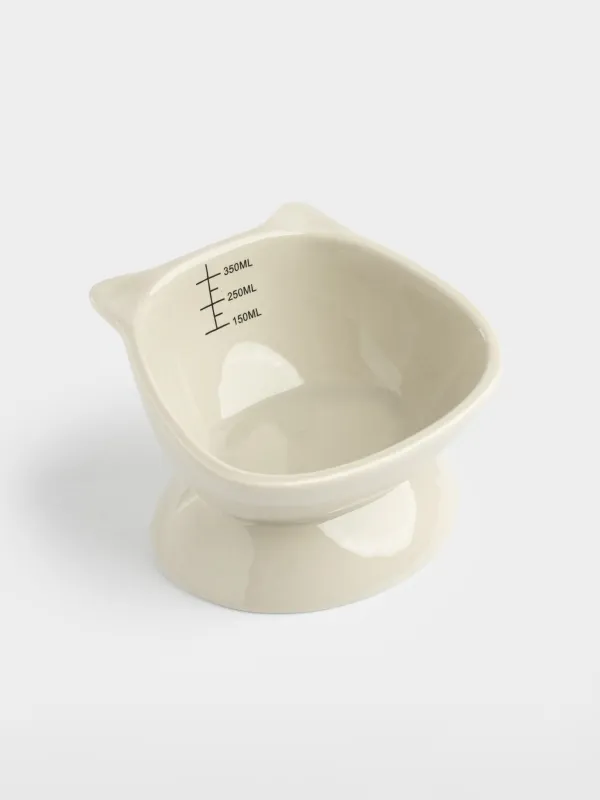 Миска для животных, 13х9 см, 350 мл, с мерной шкалой, на ножке, керамика D, серая, Кот, Whiskers, image-6