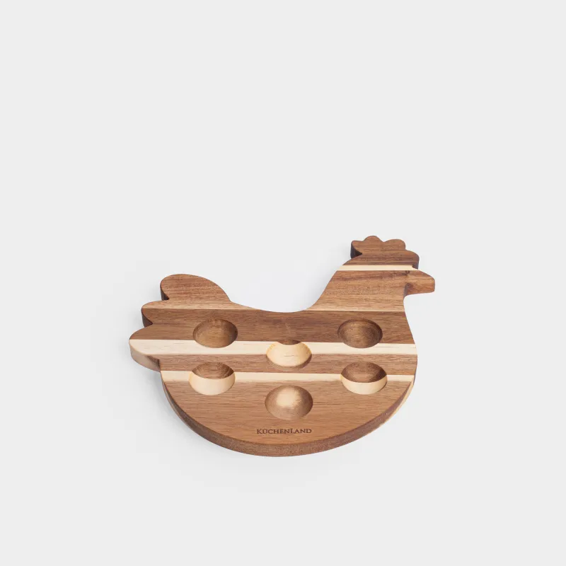 Подставка для яиц, 26x26 см, 6 отд, дерево, Курочка, Noble tree