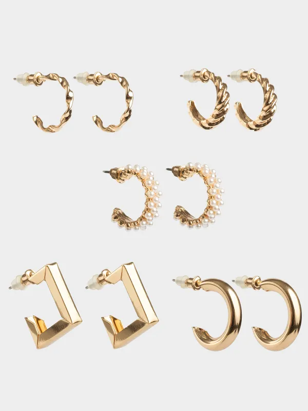 Серьги-пусеты, 1,5 см, 10 шт, металл, золотистые, Jewelry, image-1