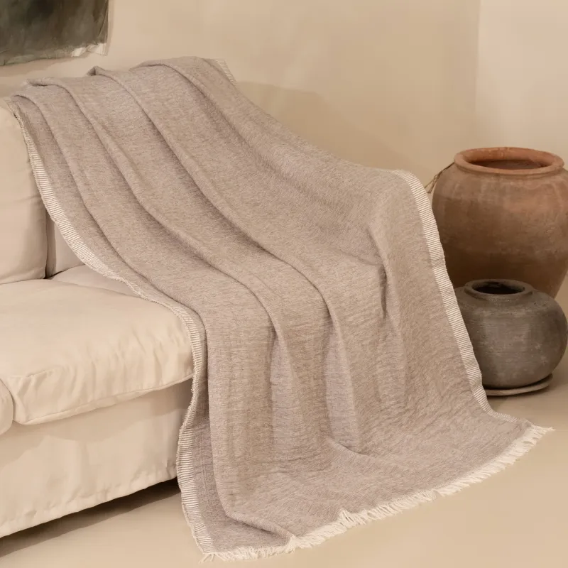 Плед, 130х170 см, с бахромой, шенилл, серый, Chenill