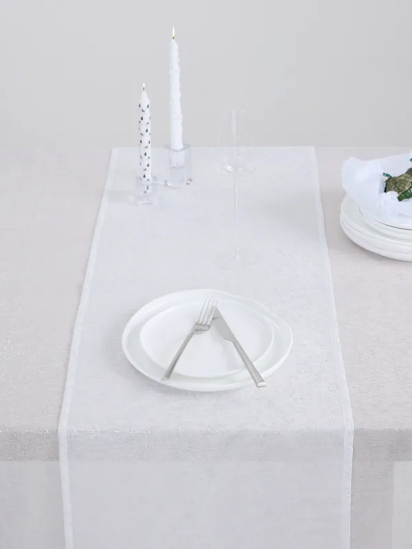 Дорожка настольная, 40х160 см, полиэстер, белая, Серебристые брызги, Heaven silver, image-3
