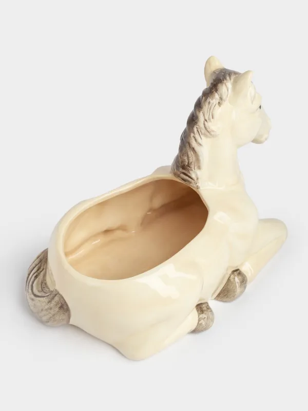 Конфетница, 26х18 см, керамика, бежево-коричневая, Конь, Natural horse, image-2