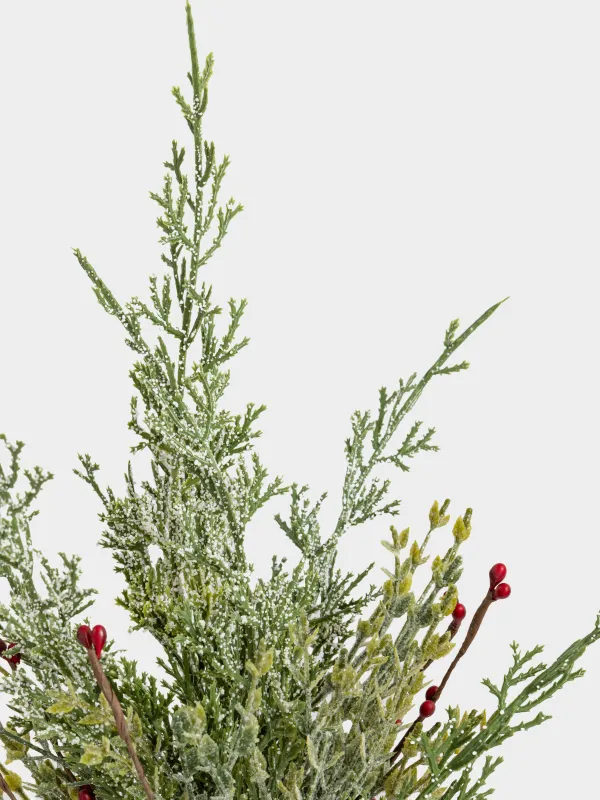 Ветка декоративная, 71 см, пластик, Хвоя с бордовыми ягодами, Conifer decor, image-3