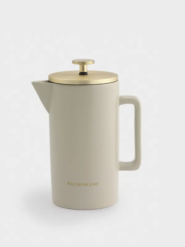Френч-пресс, 700 мл, керамика/сталь, бежево-золотистый, Latte, image-0