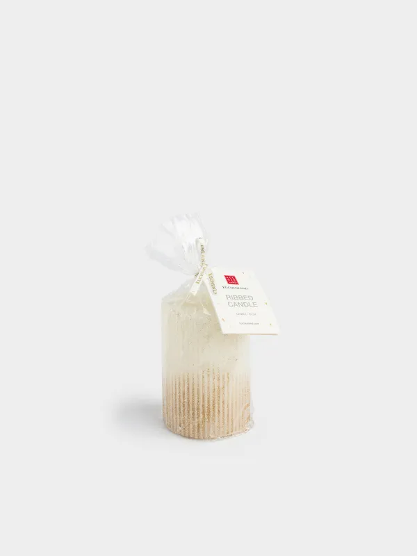 Свеча, 10 см, цилиндрическая, с блестками, Ribbed candle, image-4