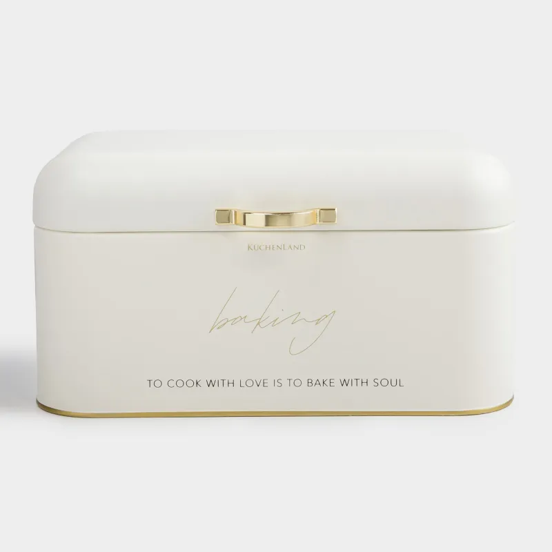 Хлебница, 30х16х18 см, металл, прямоугольная, молочно-золотистая, Autograph