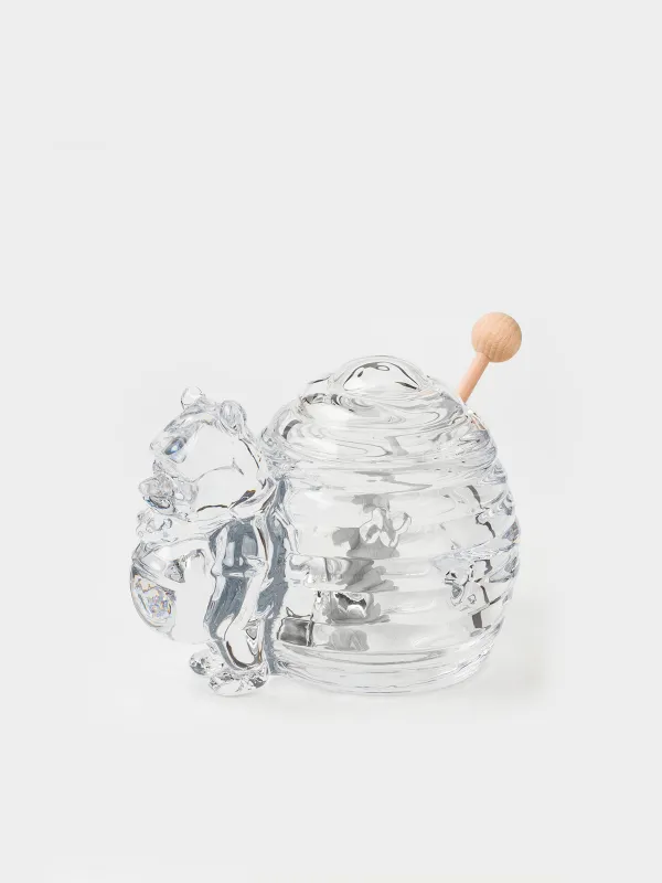 Банка для меда, 270 мл, с ложкой, стекло/дерево, Медведь, Honey, image-0