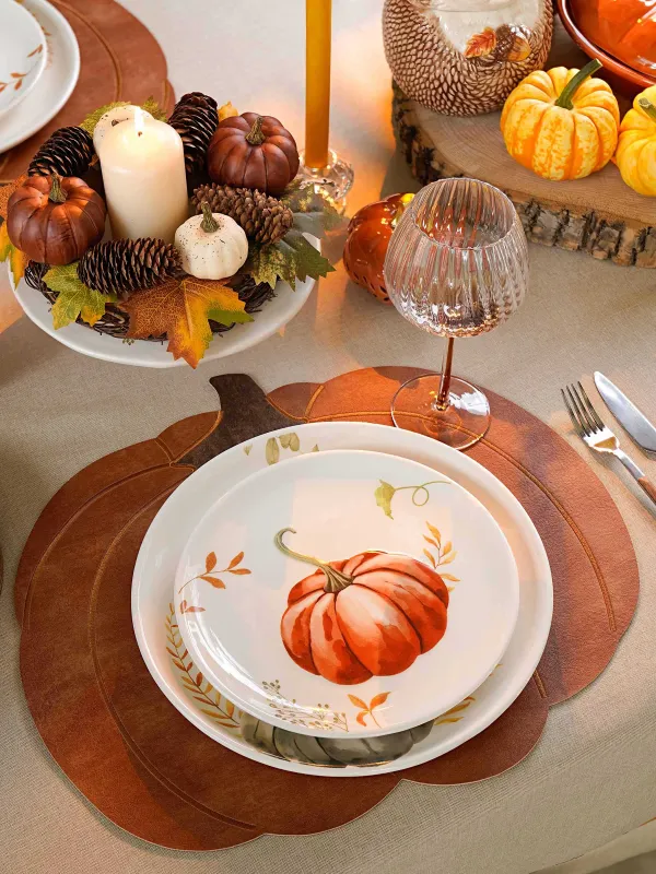 Тарелка закусочная, 22 см, Тыква и листья, Forest symphony, image-4