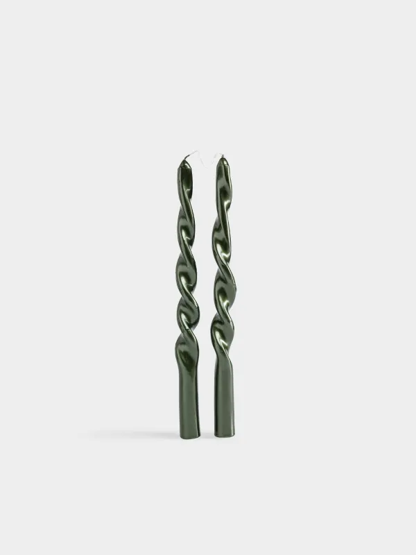 Свеча, 30 см, 2 шт, тонкая, с общим фитилем, Спираль, Spiral shape, image-0