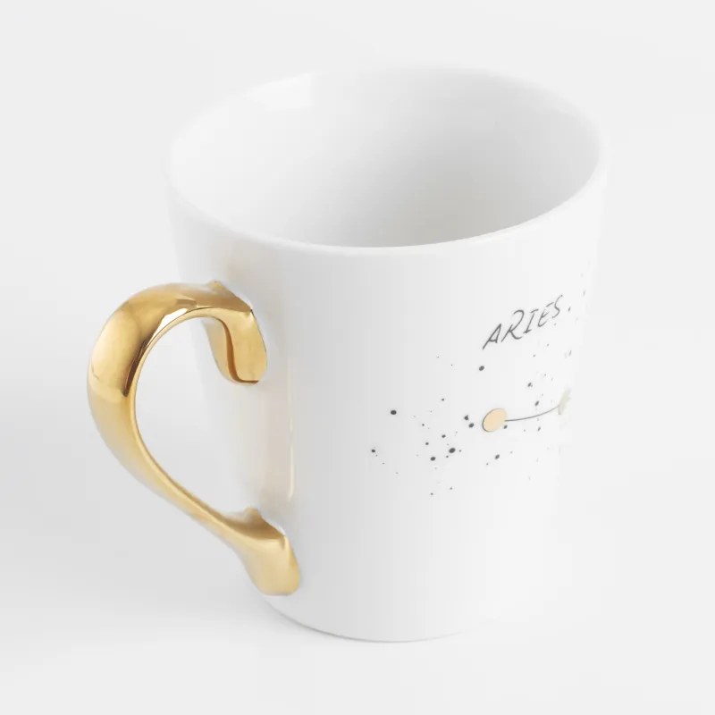 Кружка, 400 мл, фарфор N, молочно-золотистая, Овен, Zodiac, image-1
