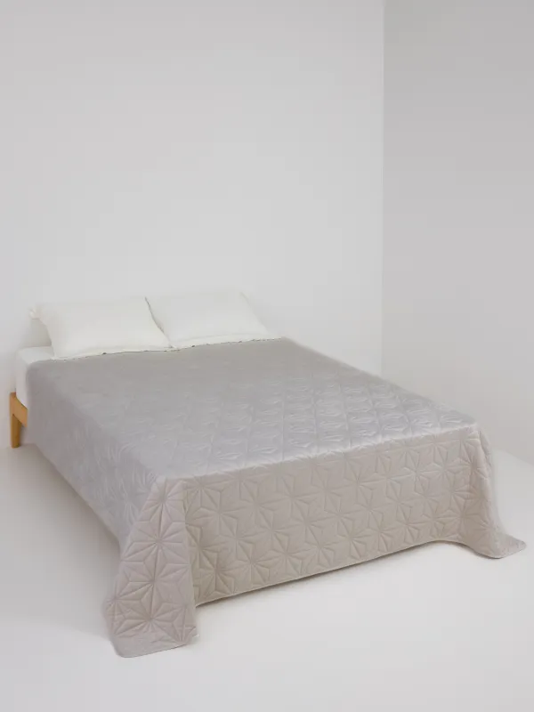 Покрывало, 220х240 см, стеганое, вельвет/микрофибра, бежевое, Toulouse, Stitch velvet, image-1