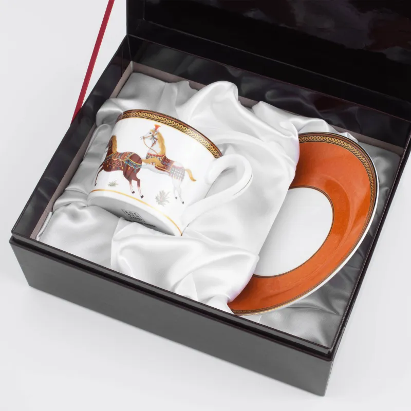 Пара чайная, 1 перс, 2 пр, 250 мл, фарфор F, коричневая, Скачки, Blue wind, image-6