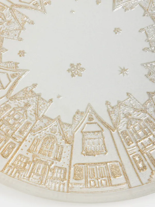 Блюдо, 31х2 см, стекло, молочное/шампань, Дома, Houses pattern, image-5