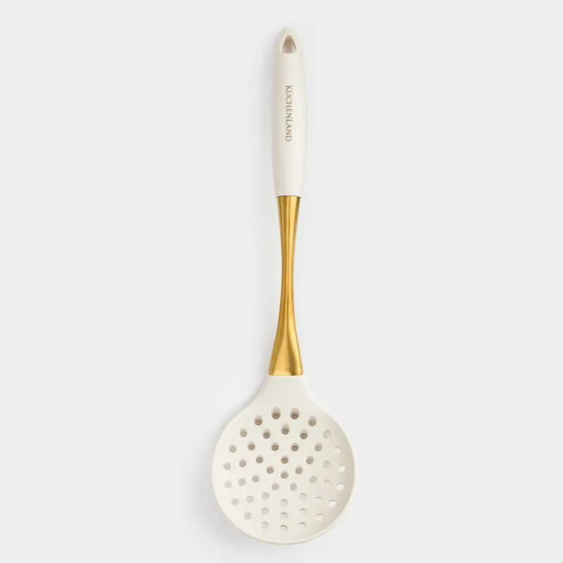 Шумовка, 36 см, силикон/сталь, молочно-золотистая, Pintino