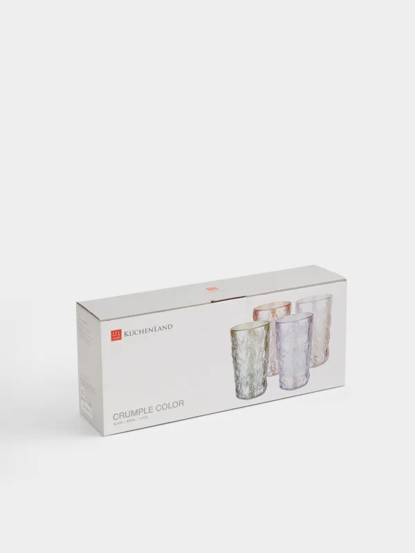 Стакан, 350 мл, 4 шт, Мятый эффект, Crumple color, image-5
