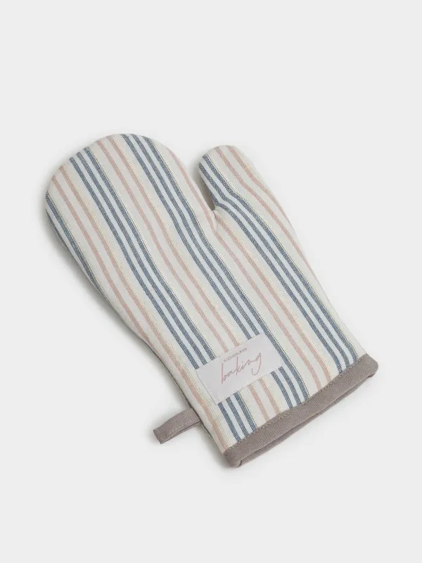 Прихватка-варежка, 18х30 см, хлопок, молочная, Полосы, Stripes kitchen, image-2