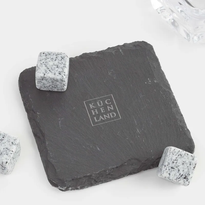 Набор для виски, 1 перс, 5 пр, в коробке, стакан/кубики/подставка, стекло/мрамор/сланец, Bar, image-1