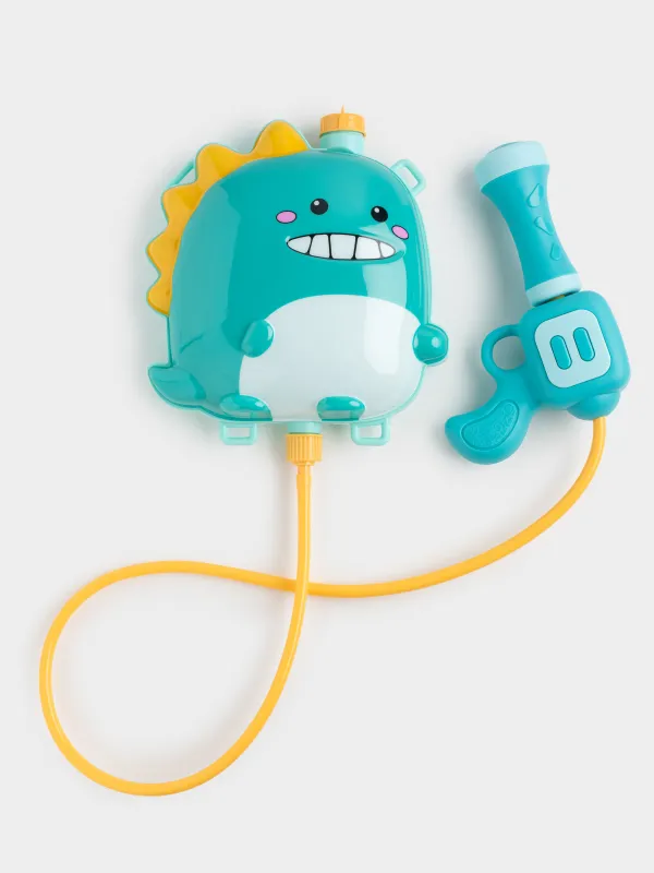 Пистолет водяной, 17 см, с рюкзаком-резервуаром для воды, пластик, голубой, Динозавр, Dino, image-0