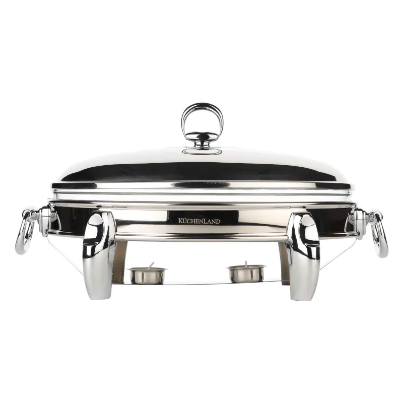 Блюдо с подогревом, 42х25 см, стекло Т/сталь, овальное, Acero, image-2