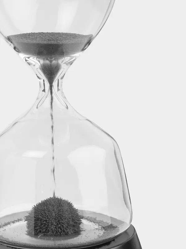 Часы песочные, 17 см, 1 минута, магнитные, на подставке, стекло/дерево, серые, Sand time, image-1
