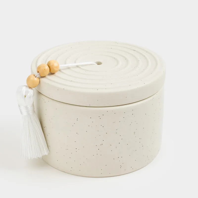 Свеча ароматическая, 7 см, в подсвечнике, с кисточкой, керамика, Coconut Milk, Delicia, image-1