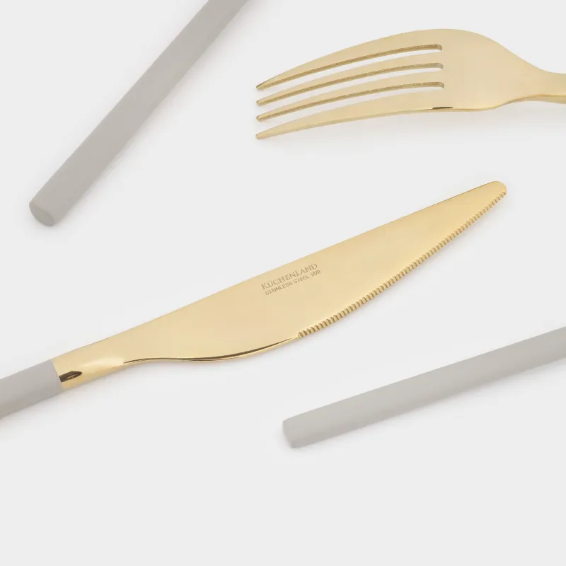 Столовые приборы, 6 перс, 24 пр, сталь, золотисто-бежевые, Milano, image-2