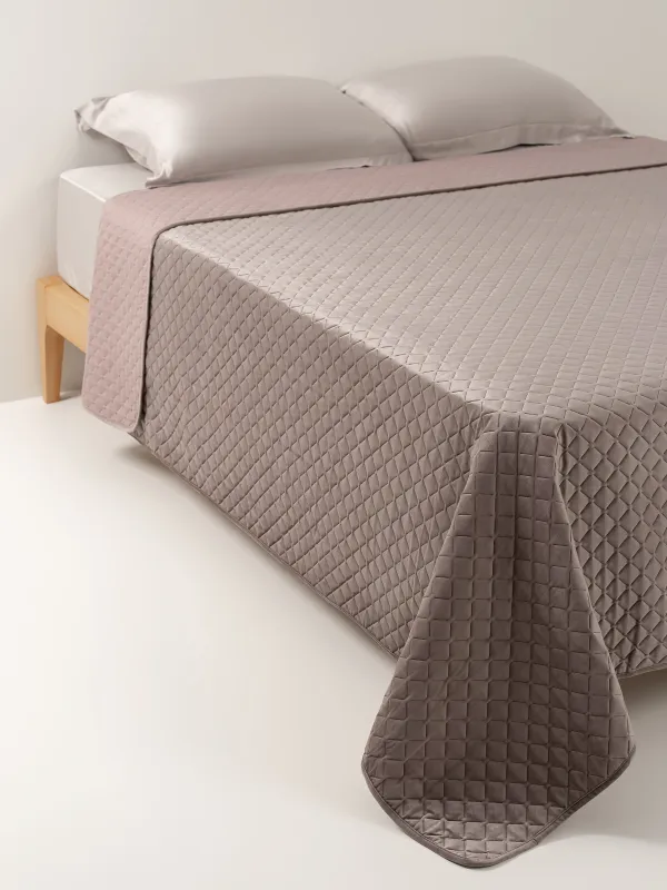 Покрывало, 240х260 см, стеганое, вельвет/микрофибра, коричневое, Lavender, Stitch velvet, image-0
