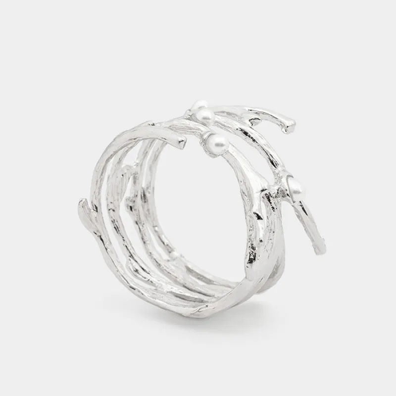 Кольцо для салфеток, 4 см, металл/пластик, серебристое, Жемчужины, Pearl