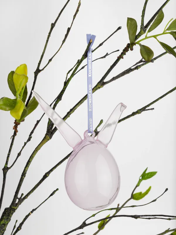 Подвеска декоративная, 9х14 см, стекло, фиолетовая, Пасхальное яйцо с ушами, Flora Easter, image-2