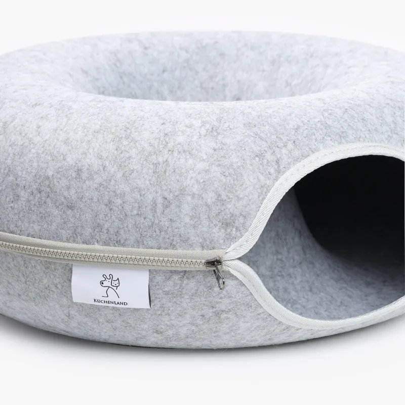 Лежак-домик для кошек, 50х50х20 см, фетр, круглый, серый, Favorite pet, image-1