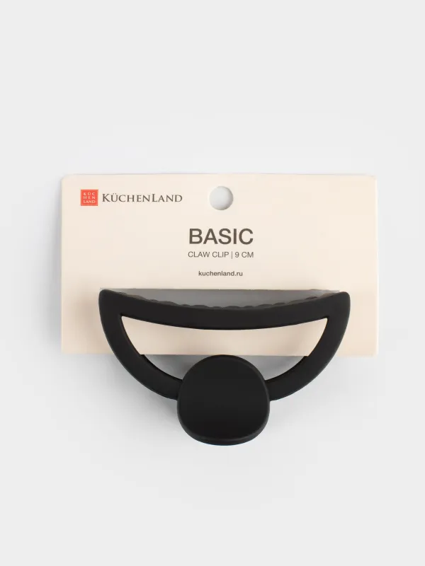 Заколка для волос, 9 см, пластик, черная, Крабик, Basic, image-4
