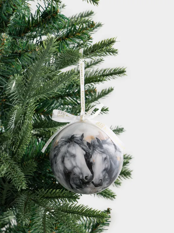Игрушка елочная, 10 см, пенопласт, Шар, Кони, Ball print, image-2