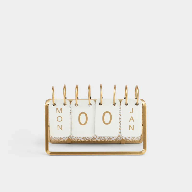 Календарь настольный, 18х13 см, на кольцах, металл, золотистый, Twist gold