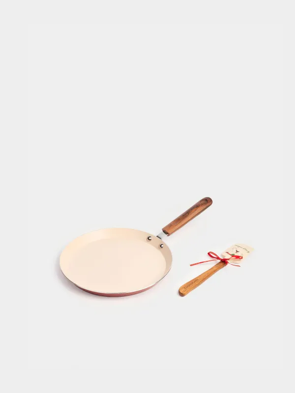 Сковорода блинная, 22 см, с лопаткой, металл/пластик, красная, Лошадка, Christmas tree, image-0