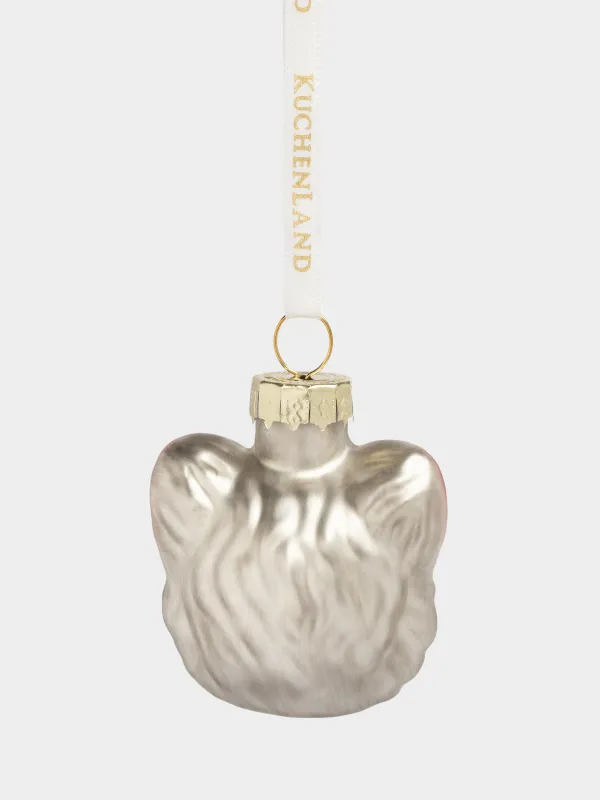 Игрушка елочная, 4 см, стекло, с блестками, серая, Кот, Figure christmas, image-1