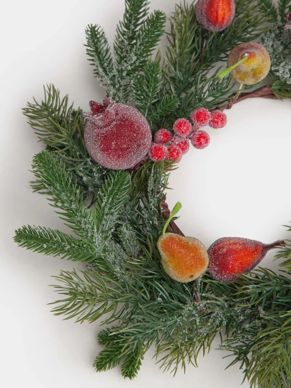Венок рождественский, 40 см, Фрукты и ягоды, Conifer fruit, image-2