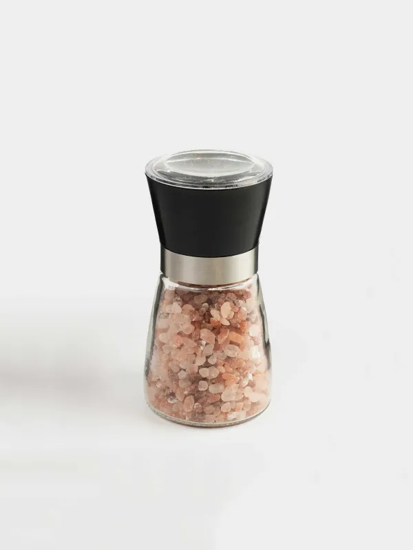 Мельница для специй 13 см, механическая, стекло, Розовая соль, Seasoning BBQ