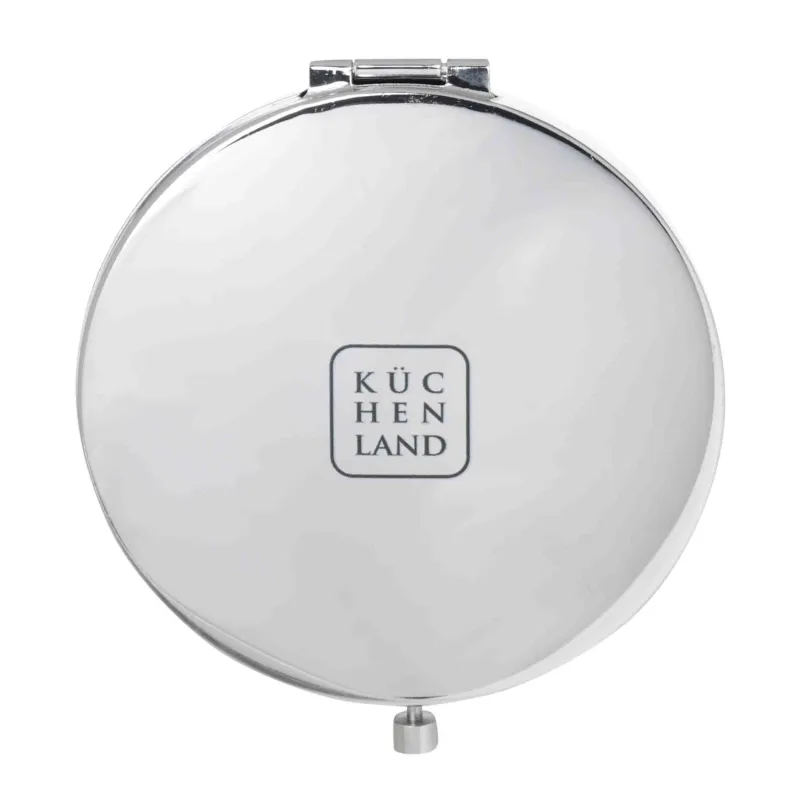 Зеркало карманное, 7 см, двустороннее, сталь, серебристое, Стразы, Art deco, image-2