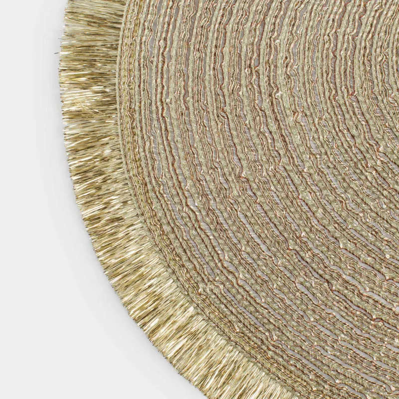 Салфетка под приборы, 30х45 см, с бахромой, полиэстер, овальная, золотистая, Rotary shine, image-2