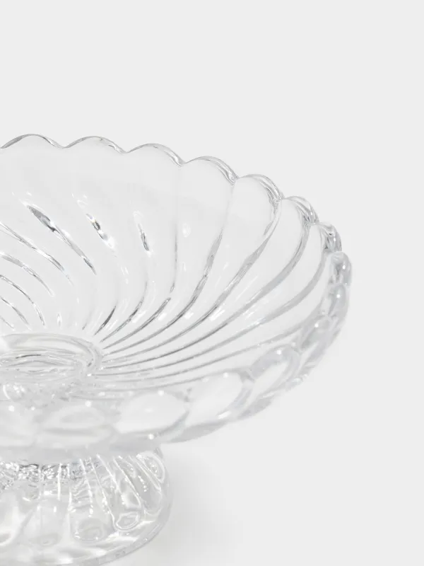 Блюдо на ножке, 15х7см, круглое, стекло, Clear pattern, image-2