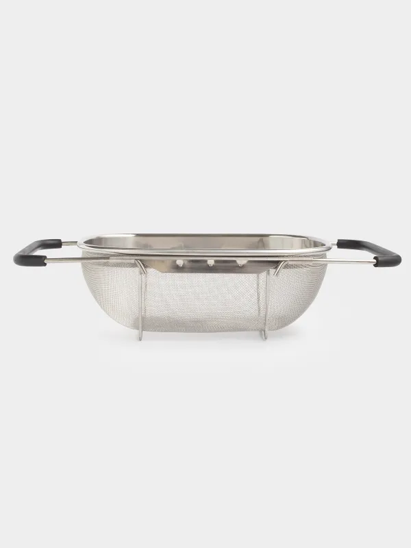 Дуршлаг, 27/40х18 см, на раковину, раздвижной, сталь/ПВХ, черный, Tammy, image-2