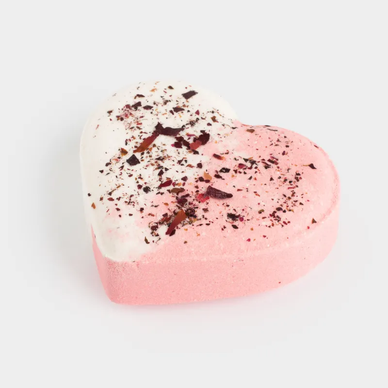 Бомбочка для ванны, 130 гр, молочно-розовая, Фруктовый, Роза, Сердце, Body spa, image-1
