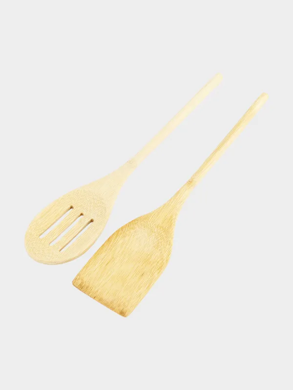 Набор кухонных принадлежностей, 2 пр, лопатка/шумовка, бамбук, Bamboo, image-1