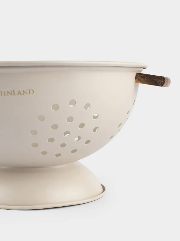 Дуршлаг, 24 см, с ручками, металл/дерево, бежевый, Ritlen, image-4