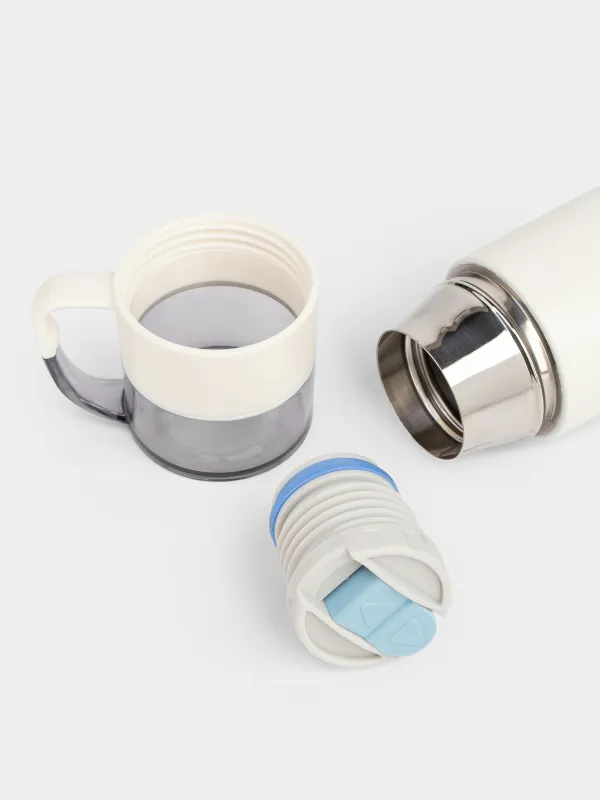 Набор для напитков, 3 перс, 4 пр, дорожный, термос, 450 мл, сталь/пластик, молочный, Electrum, image-1