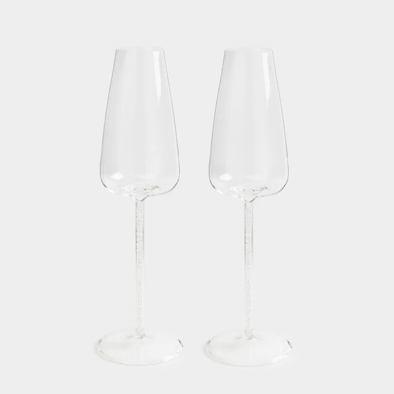 Бокал для шампанского, 270 мл, 2 шт, стекло Б/стразы, Sorento crystal