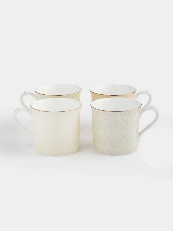 Кружка, 330 мл, 4 шт, фарфор F, микс, с золотистым кантом, Узоры, Geometry, image-1
