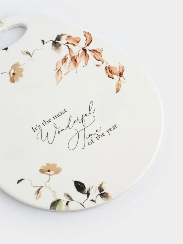 Подставка под горячее, 21х25 см, керамика/пробка, белая, Осенние цветы, Refined floral, image-2